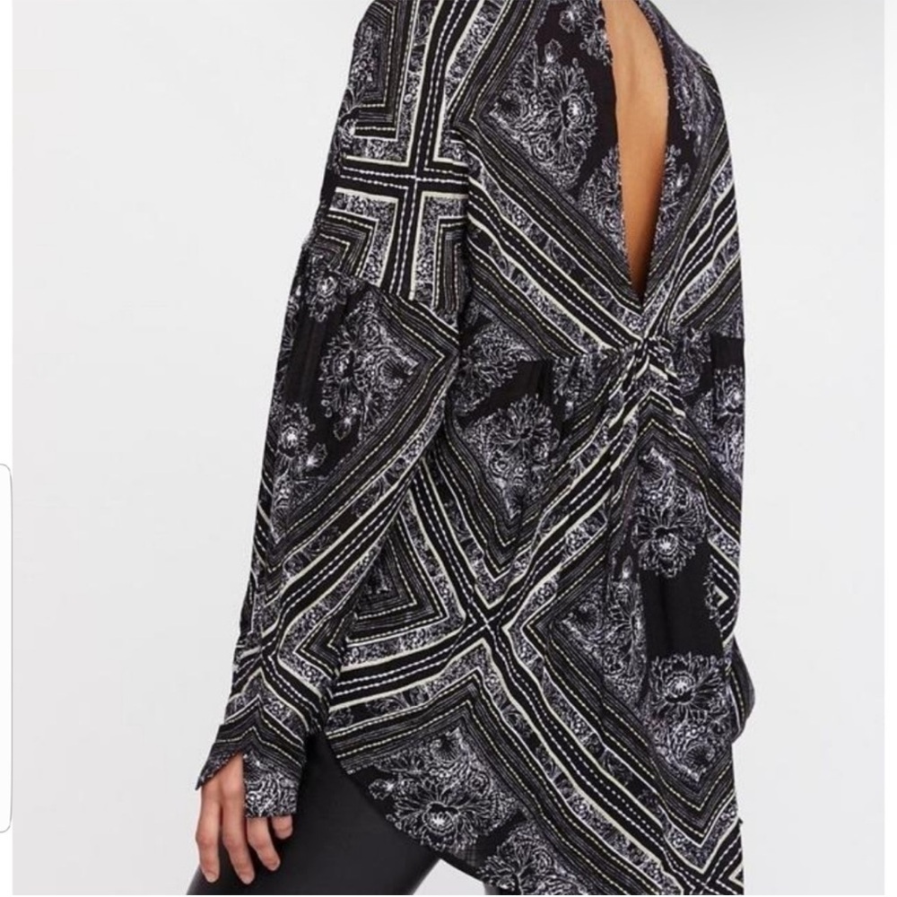 Free People Walking On a Dream Black Patterned Tunic